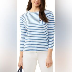 J.McLaughlin Piper Sweater Blue & White Stripe Pocket Top | Size M